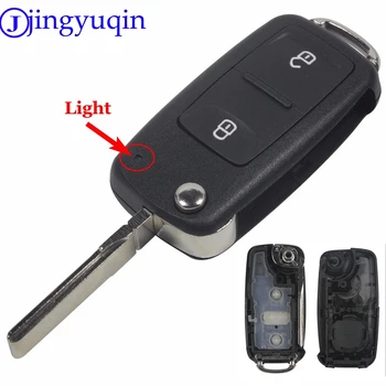 

jingyuqin 2 Buttons Remote Flip Car Key Shell Case CR1616 Battery For VW Volkswagen Golf 4 5 6 Passat B5 B6 Polo Bora Touran