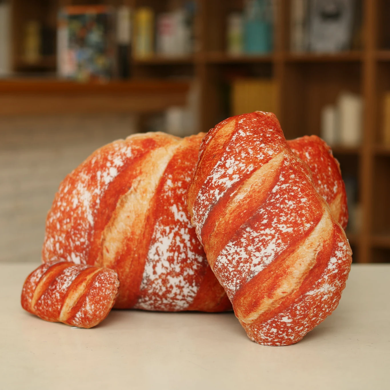 Plush Toys 20-60cm Simulation 3D Bread Pillow Butter Sesame Cakes Sofa Stuffed Soft Food Doll Kids Room Gift Decoatives