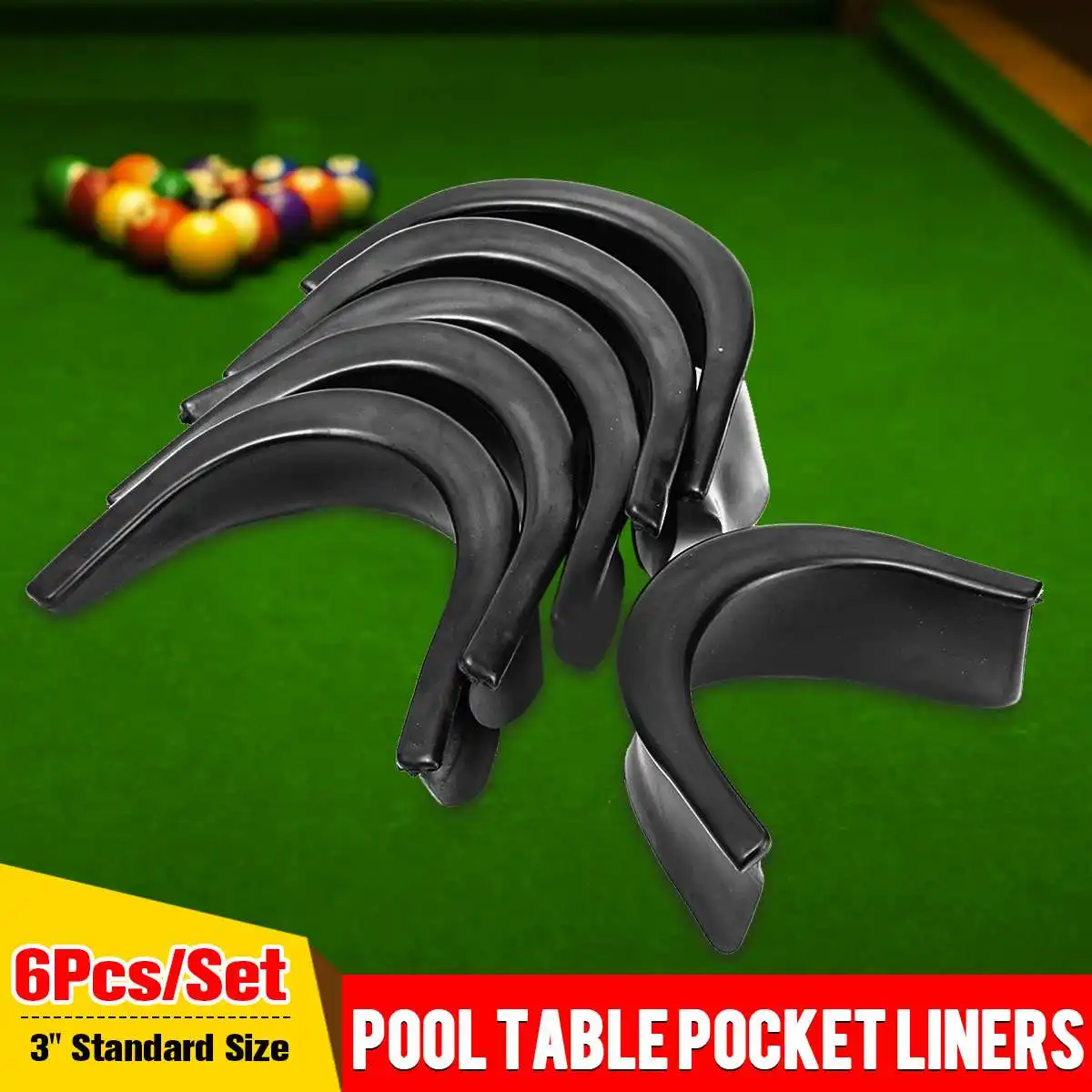 6Pcs Artificial Leather Pool Snooker Billiards Table Pockets Set Accessories
