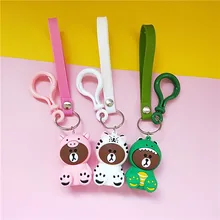 Мультяшный креативный автомобильный брелок машина кран машина кукла милый эпоксидный кукла джунгли медведь кожаный веревочный брелок подвеска