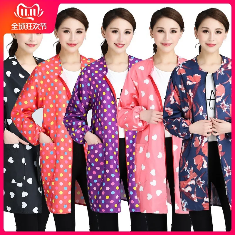 

Fashion Overclothes Adult Female Kitchen Korean-style Apron Spring And Autumn Volkswagen Oil Resistant Protective Clothing Long