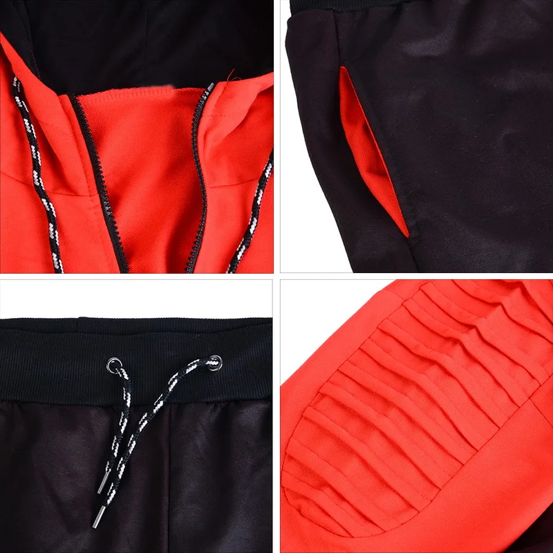 Мужская спортивная одежда, 3D принт, плиссированные толстовки на молнии с капюшоном, повседневный осенний полосатый пиджак со складками+ брюки, градиентные наборы