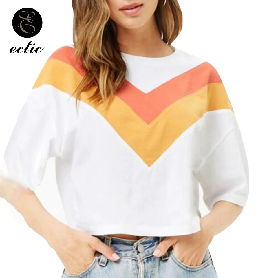 

Gradient Vetement Femme 2019 Bluz Crochet Dames T Shirt Women Aesthetic Crop Top Clothes Sexy Ulzzang Kawaii Punk Tshirt Pastel