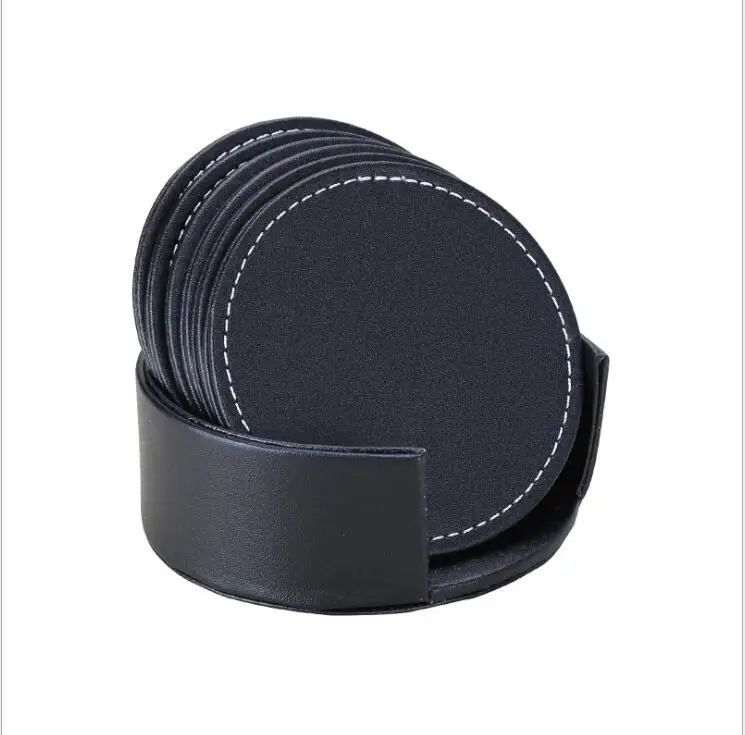 

6Pcs/set Absorbs Moisture and Prevents Table Damage Black Silicone Coaster with Non-Slip Bottom And Holder for Drinking Glasses