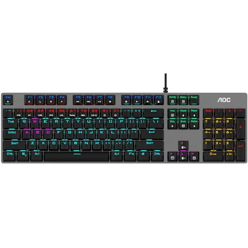 AOC GK410 104 клавиш Механическая игровая клавиатура синий переключатель Проводная клавиатура