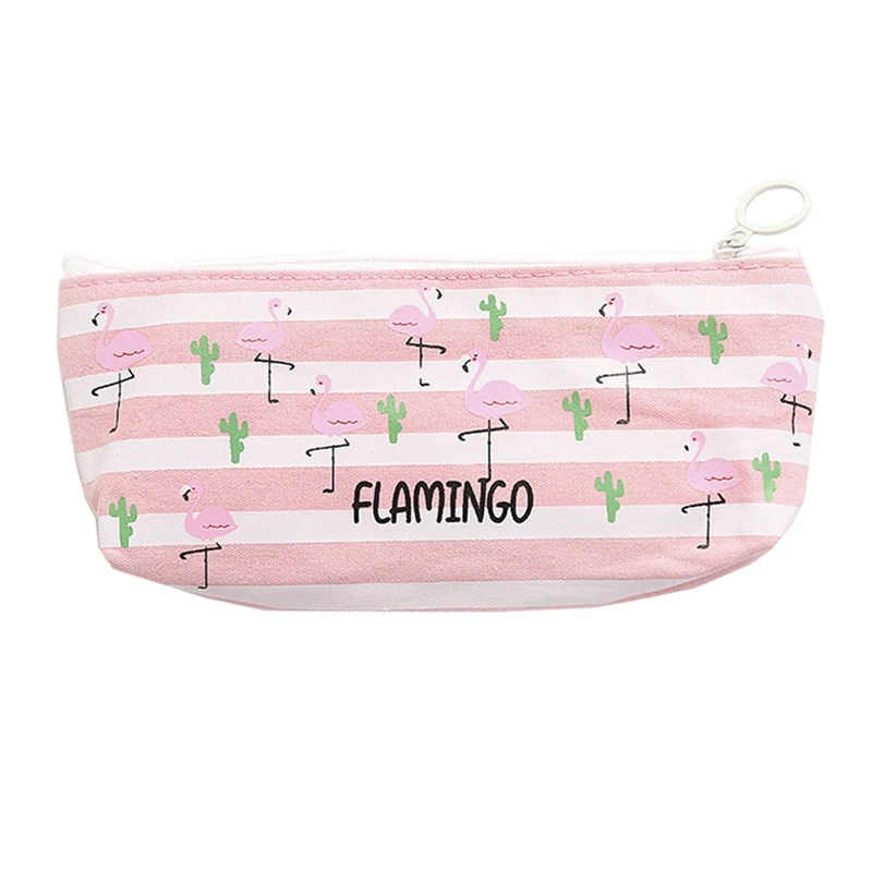 

New Arrival Cute Bird Pink Canvas School Pencil Cases Stationery Pencilcase Kawaii Bag Girls Pencil Case For School