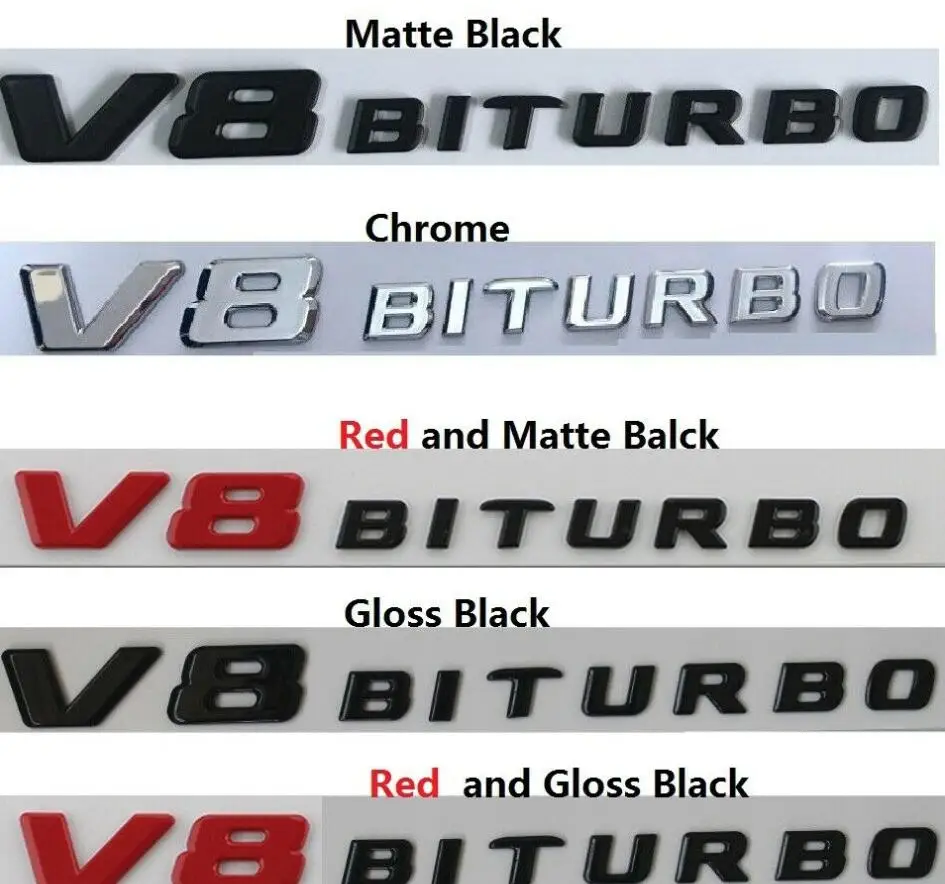 Плоские буквы крыло 2 x для V8 BITURBO Эмблемы наклейки Mercedes Benz AMG|Эмблемы| |