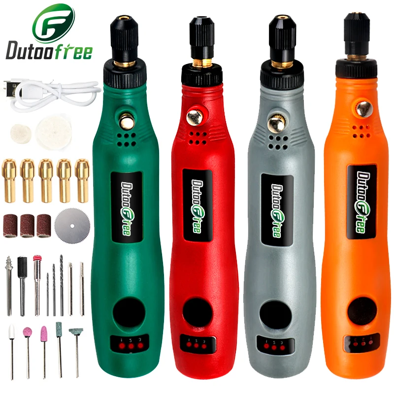 Mini Wireless Drill Electric Carving Pen Variable Speed USB Cordless Drill Rotary Tools Kit Engraver Pen for Grinding Polishing