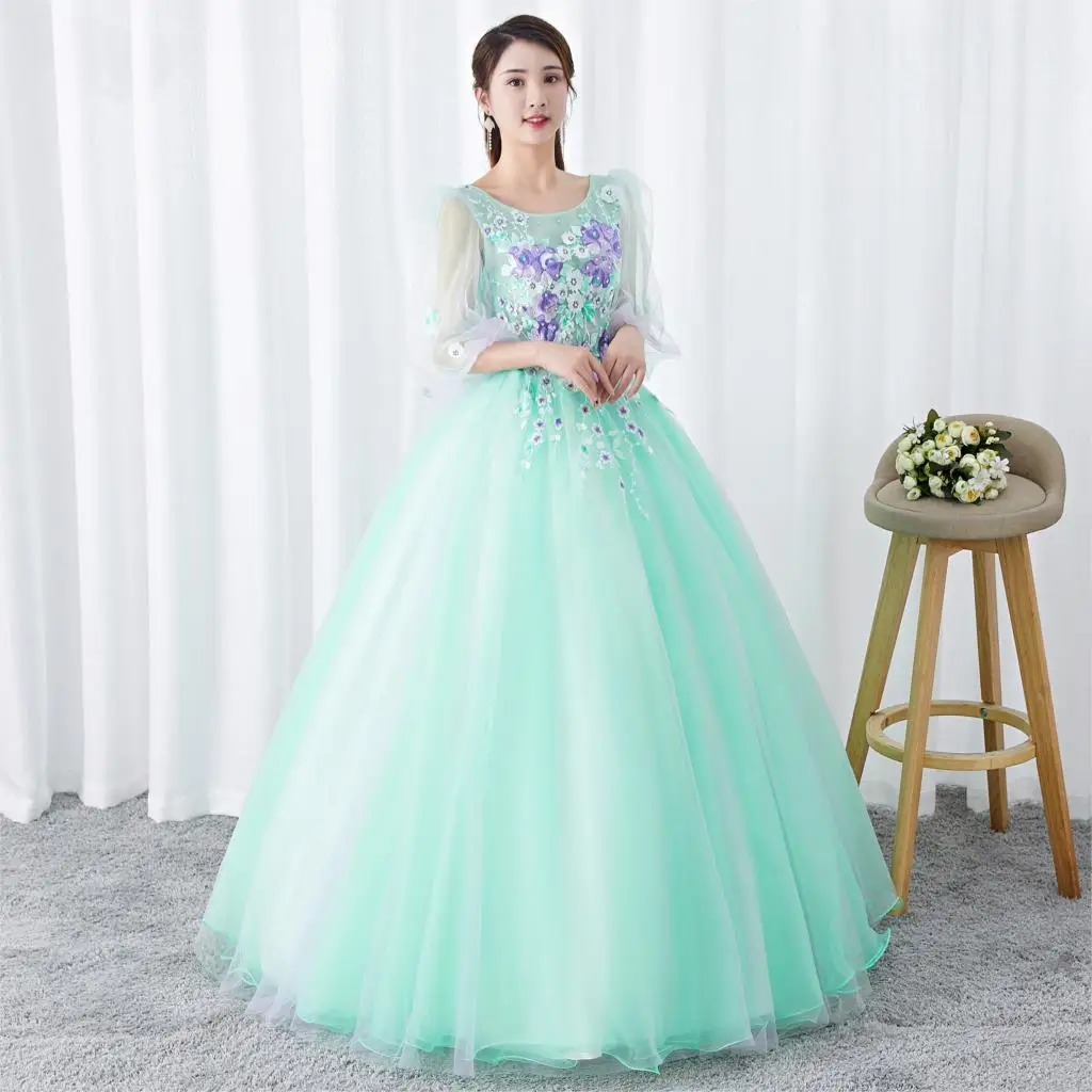 Бальное платье платья для Quinceanera с цветочной аппликацией бусинами дебютанта
