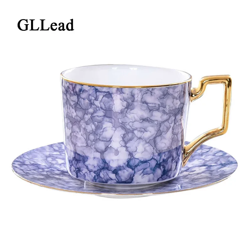 

GLLead Bone China Tea Cup Set Ceramic Coffee Cups and Saucers European Style Fashion Teacup Porcelain Home Office Drinkware