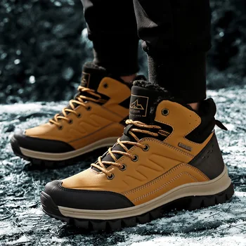 

Men winter shoes high top Casual Warm Fur with Fur Plush ankle High Quality Tactical Military men snow boots Outdoor Plush Shoes