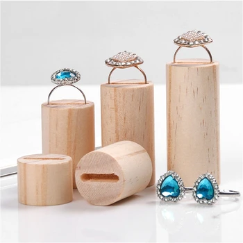 

5 Pcs Wooden Ring Jewelry Display Rack Organizer Stand Cone Shape Holder