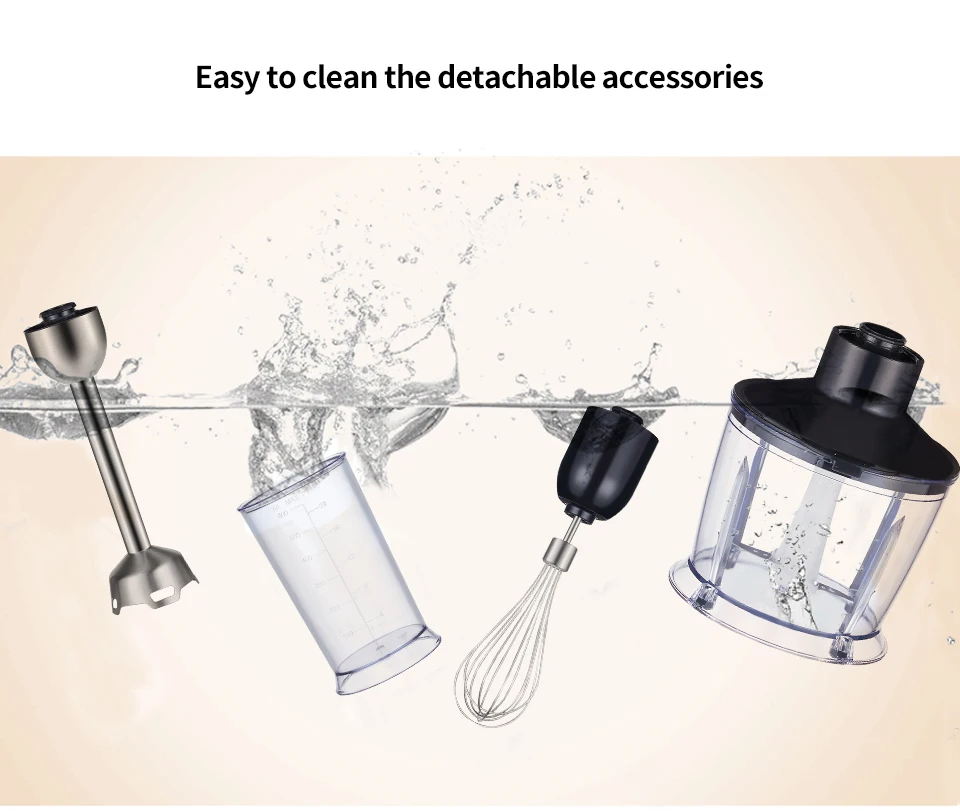 ELEKCHEF 5 in 1 Multifunctional 1200W Electric Hand Stick Blender Immersion Handheld Mixer Food Processor Chopper Beater Frother