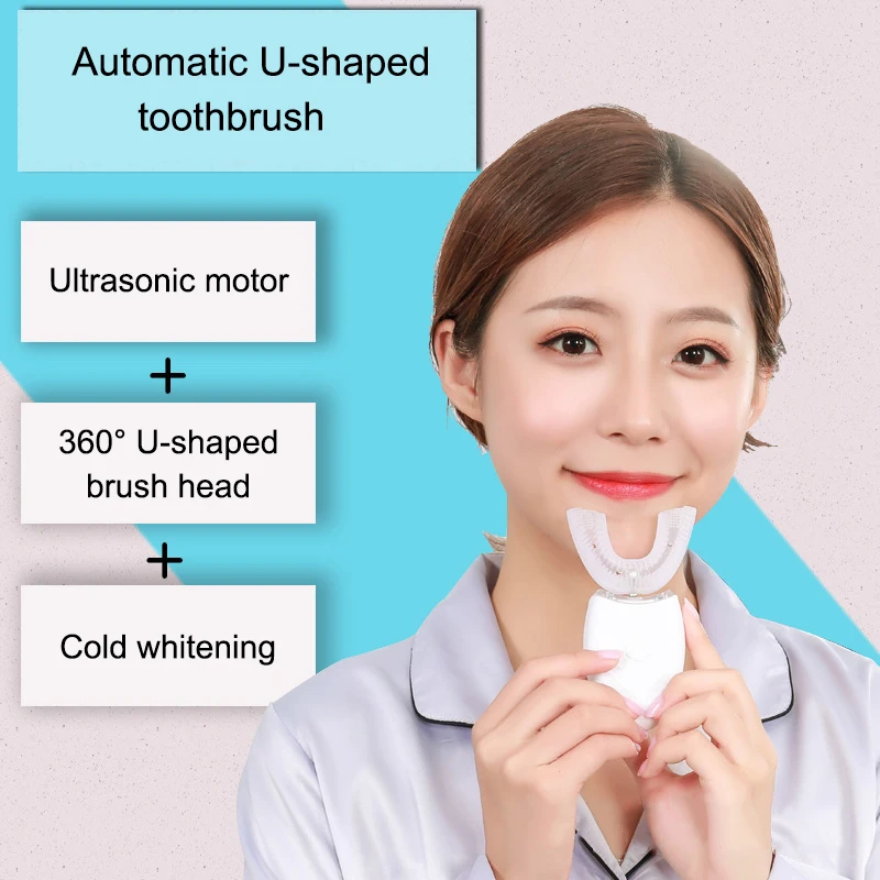 Ультразвуковая электрическая зубная щетка u-образной формы 360 градусов отбеливание зубочистка массаж USB H7JP