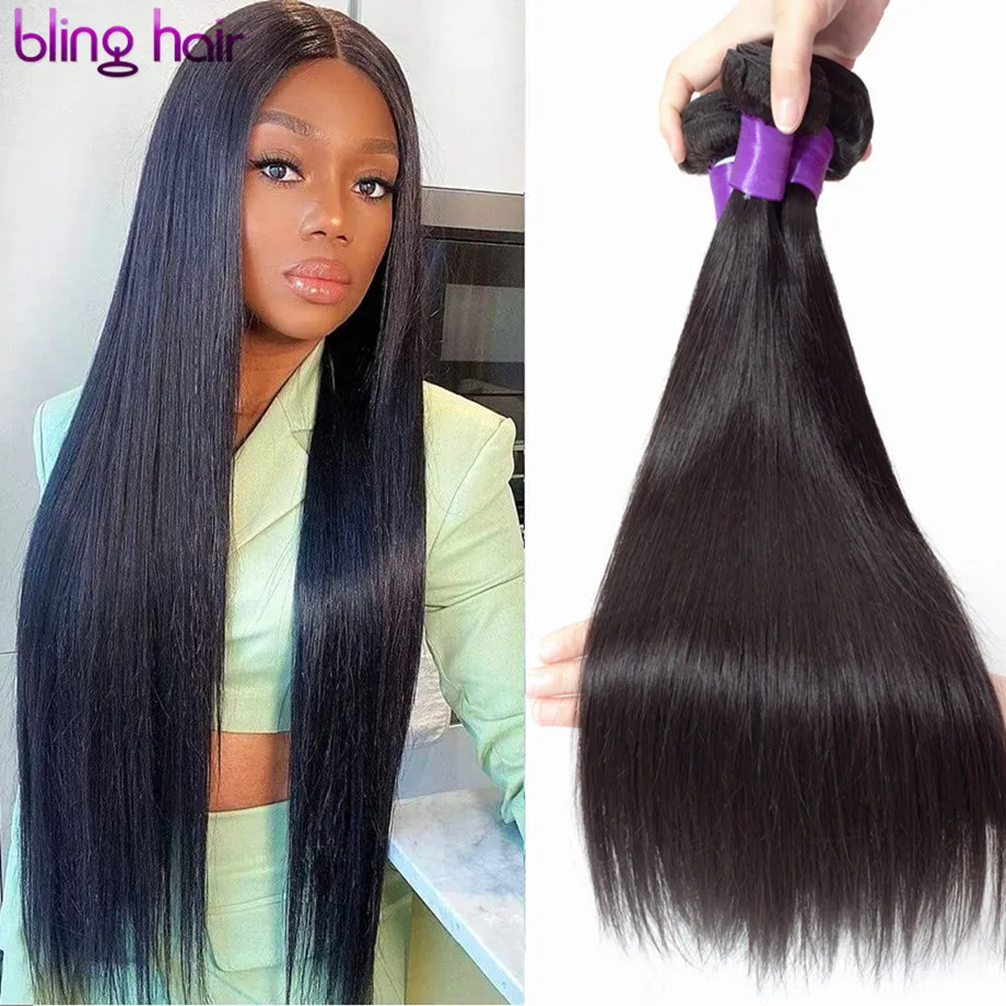 Bling Hair Short 8-26 Inch Brazilian Straight Bundles 100% Remy Human Extensions Double Weft Natural Color Cheap Sale | Шиньоны и