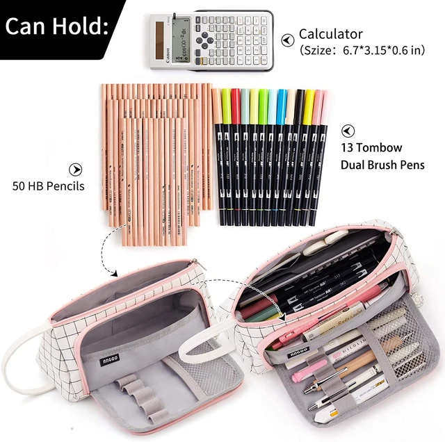 Large Capacity Pencil Case Multiple Pouch Canvas Pencil Case Stationery Bag  Holder Student Pencil Case Make up Cosmetic Pouch 