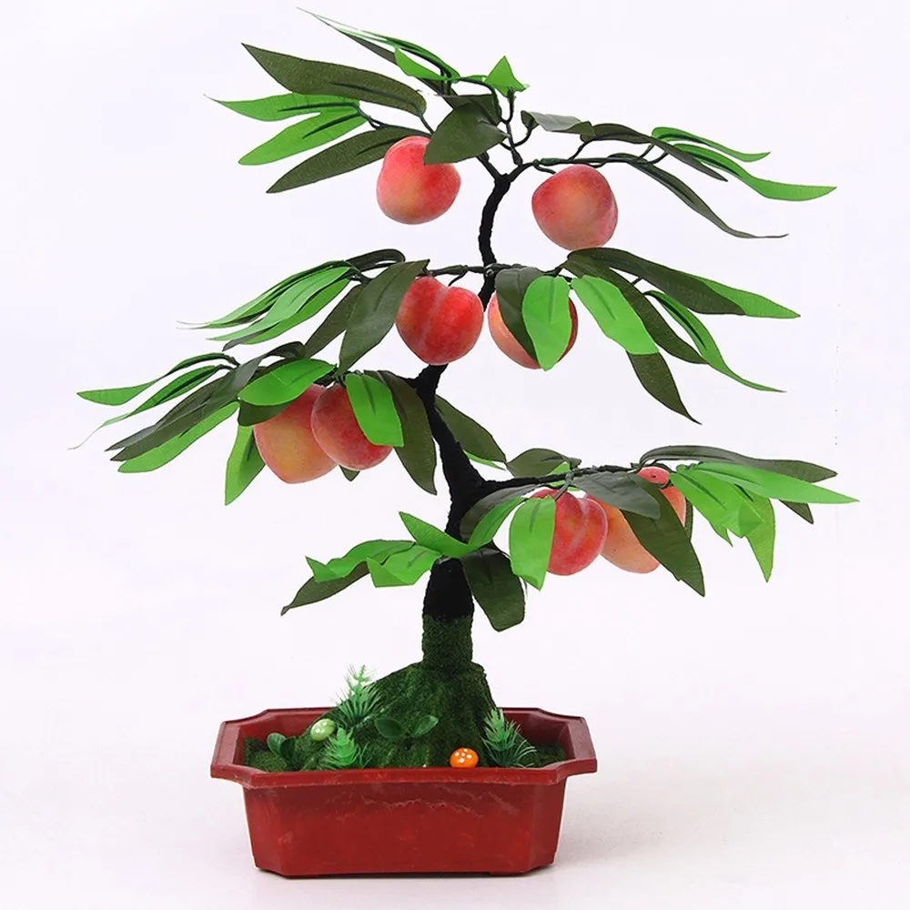 

Fake Flower Bauble Model Simulation Fruit Bonsai Fake Orange &apple &peach Tree Potted Home Living Room Decoration