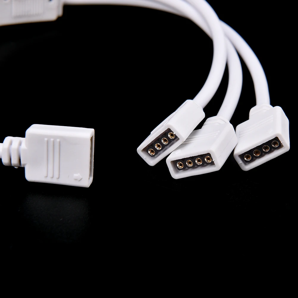 1x White LED RGB S p 1 To 4 Female Connector Splitter LED RGB S ps Extension Cable With 4 Pin Connector  Easy To Install
