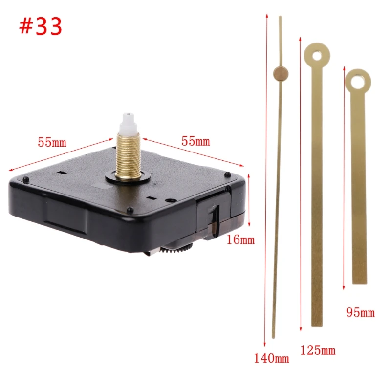 42 Styles Silent Large Wall Clock Quartz Clock Movement Mechanism Hands Wall Repair Tool Parts Silent Kit Set DIY Black Pointer