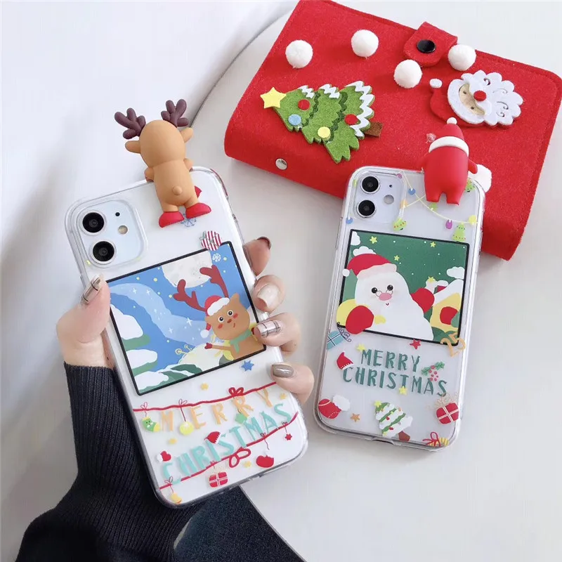 

Cartoon Deer Christmas Phone Case For iPhone 11 Pro Max XR XS X Silicone Matte Cover For iPhone 7 8 Plus 6 6S Case Xmas Gifts