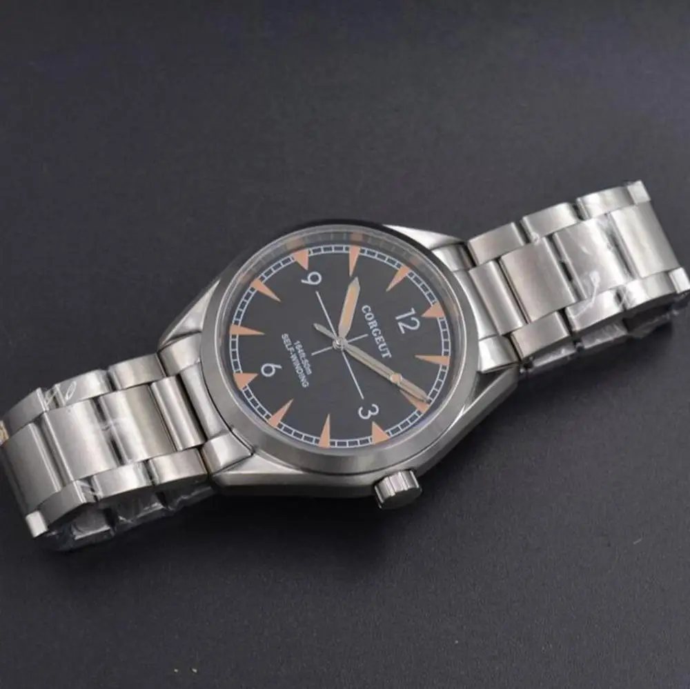 Skup Corgeut 41mm zegarek męski luksusowy automatyczny zegarek automatyczny wojskowy ze stali nierdzewnej Luminous wodoodporny mechaniczny dla mężczyzn zegarek
