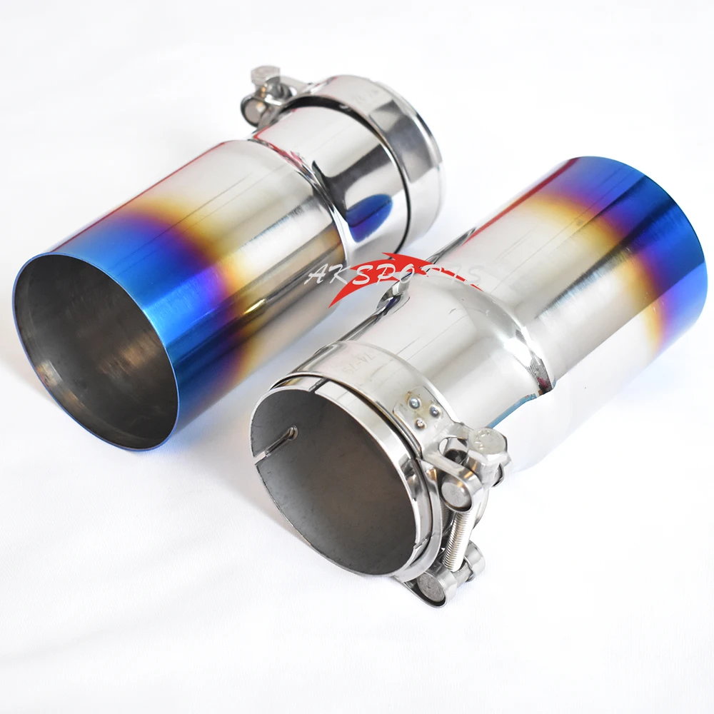 1 PC Blue Burnt Stainless Steel Universal Exhaust System End pipe Car Exhaust Pipe Single Straight Muffler Tip For BW Series