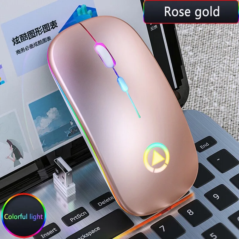 Wireless Mouse RGB Rechargeable Mouse Wireless Computer Mute Mouse LED Backlit Gaming Office Mouse Laptop Accessories silent wireless mouse Mice