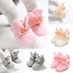 MUQGEW/Удобная детская обувь для маленьких девочек; милый бант в виде кроличьих ушек; теплые зимние ботинки; chaussure enfants