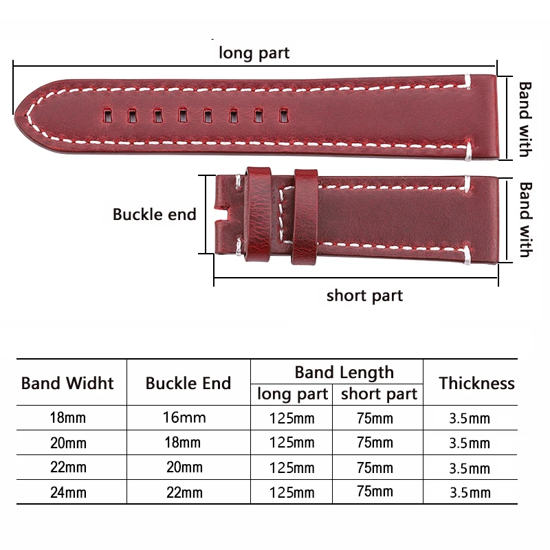 Vintage Genuine Leather Watchbands 7 Colors Belt 18mm 20mm 22mm 24mm Women Men Cowhide Watch Band Strap Accessories