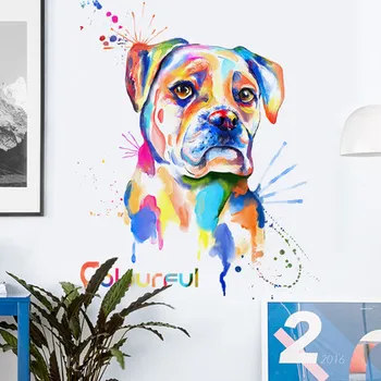 

Creative Abstract Dog Watercolor Wall Sticker Personality Art Study Room Decoration Shop Background Self-sticking Posters