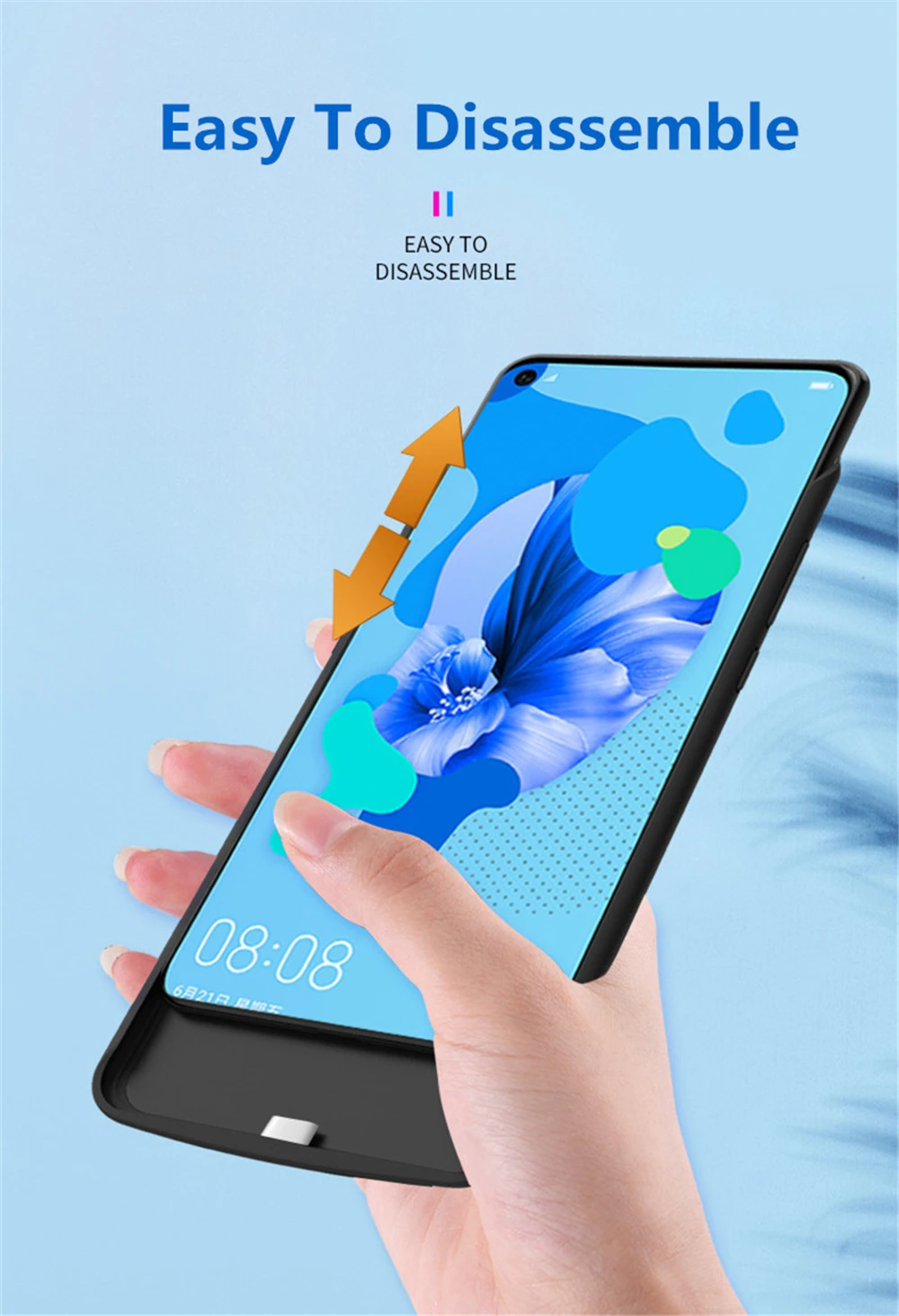 NTSPACE Power Bank Charging Cover Cases For Huawei Nova 5i Portable Power Bank Cases 6500mAh External Battery Power Charger Case