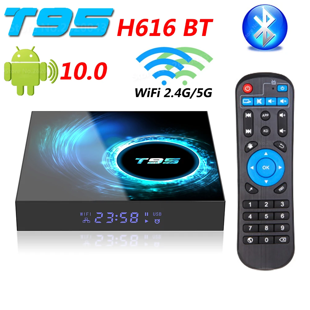 Приставка Смарт ТВ T95 H616 BT Android 10 0 2 4 ГГц Wi Fi Bluetooth Гб ОЗУ 32 ГБ 64 128 ПЗУ Allwinner 4K HD