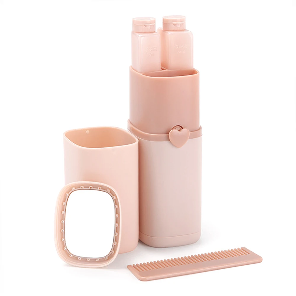 

Portable Storage Box ABS Toothbrush Holder Partition Mirror Ventilation Gargle Organizer Toiletry Travel Home With Comb