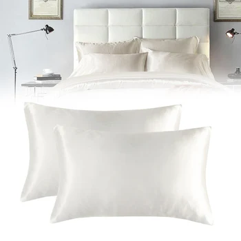 

2PCS Luxury Satin Pillowcase Silky Satin Pillow Case Silk-Like Satin Pillowcase for Home Bedroom Comfortable TP899