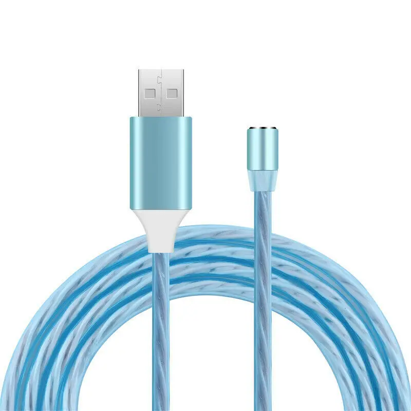 Bule Cable Only 1 м 360 ° светодиодный плавный свет Магнитный type-C USB-C Micro USB Android зарядный кабель для iPhone X 8 7 6 для samsung S8 LG - Цвет: Bule Cable Only