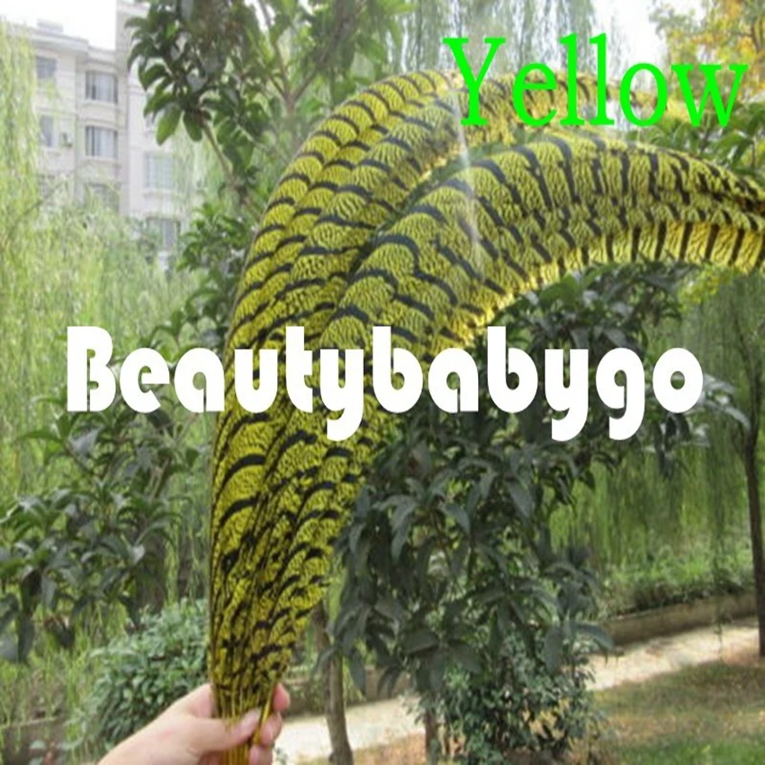 80-90cm 30-35Inches Lady Amherst Pheasant Tails Feather OR Zebra Pheasant Feathers - Цвет: yellow