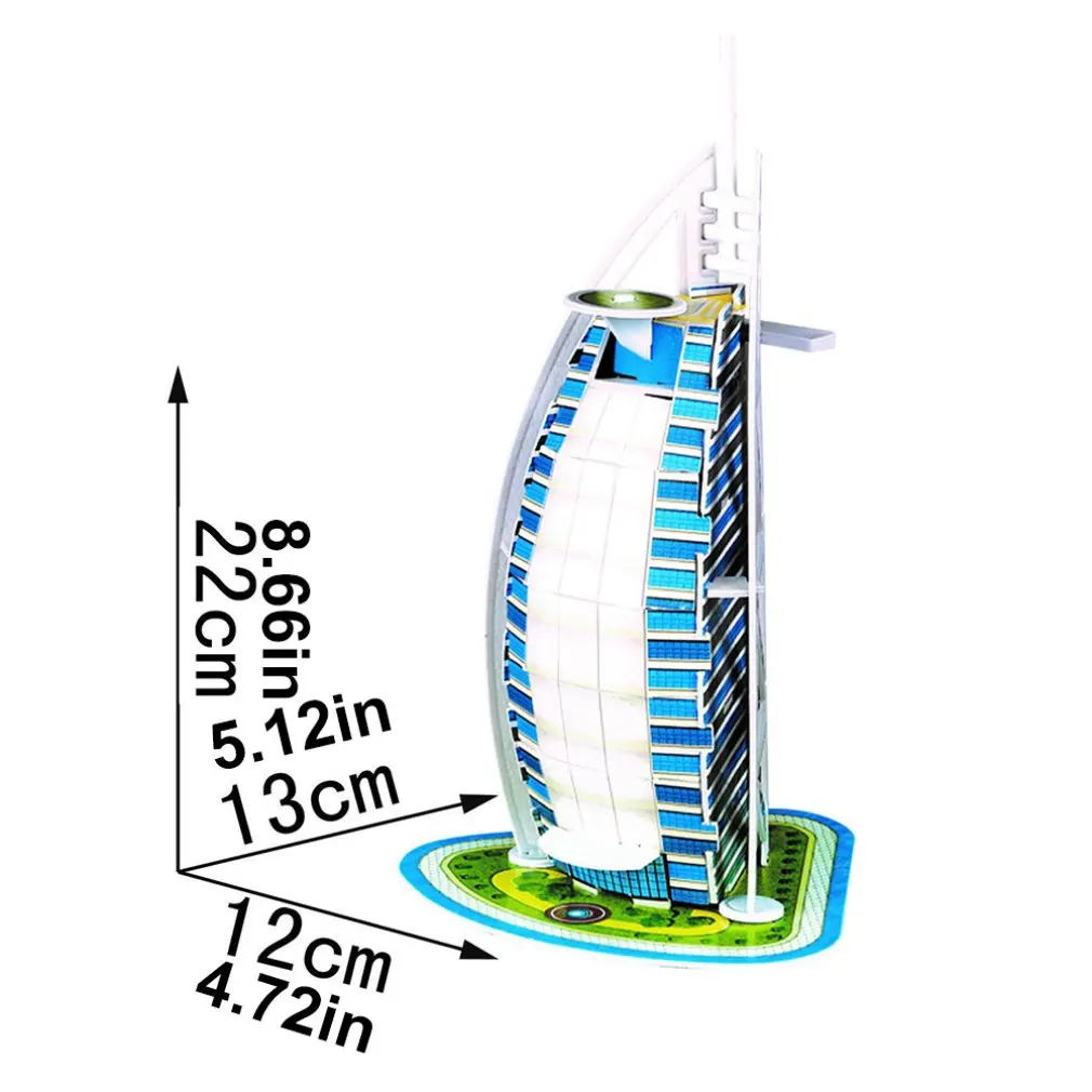 Dubai Sailing Hotel Мини Волшебный мир архитектура Эйфелева башня Статуя Свободы карты бумаги 3d головоломки строительные модели развивающие игрушки для детей - Цвет: Dubai Sailing Hotel