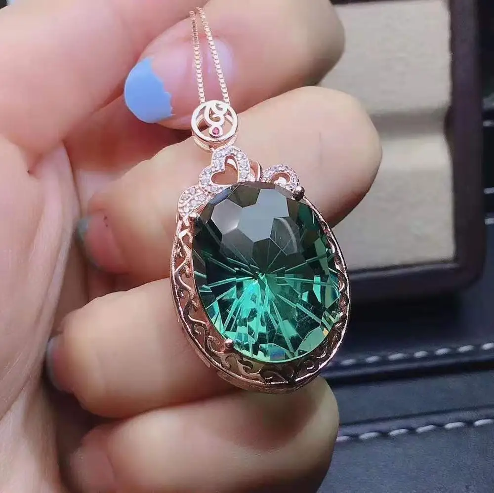 Necklace Естественного зеленого цвета с украшением в виде кристаллов S925, кольцо для ключей, брелок Цепочки и ожерелья бутик модное ювелирное изделие подходит для мужчин и женщин, вечерние - Цвет камня: Necklace