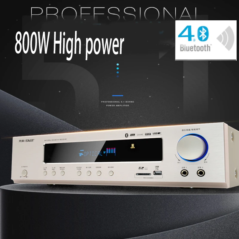 Kaolanhon 220 В 800 Вт AK-558 Bluetooth усилитель 5,1 Домашний кинотеатр Ktv Высокая мощность AV цифровой усилитель сабвуфер с SD USB FM