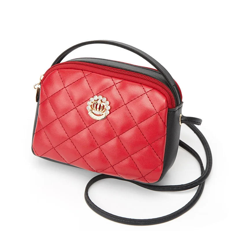 

2019 One-Shoulder Oblique Hand Embroidery Rhombus Crown Women's Mobile Phone Small round Bag Fight a Lot of WOMEN'S Bag