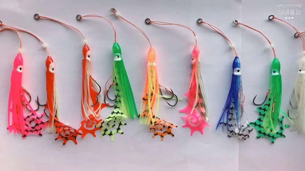 40PCS/lot Soft Octopus Fishing Lures Artificial Jigging Bait Squid Skirt Octopus with Hooks feeders for Carp Pesca