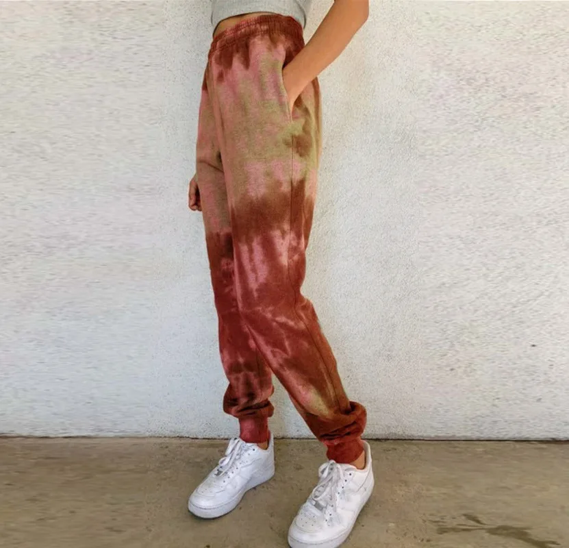 Autumn / Winter Printed Women's Jogging Pants Casual Tie Dye Sportswear Women's Loose Little Feet Lantern Casual Women Pants