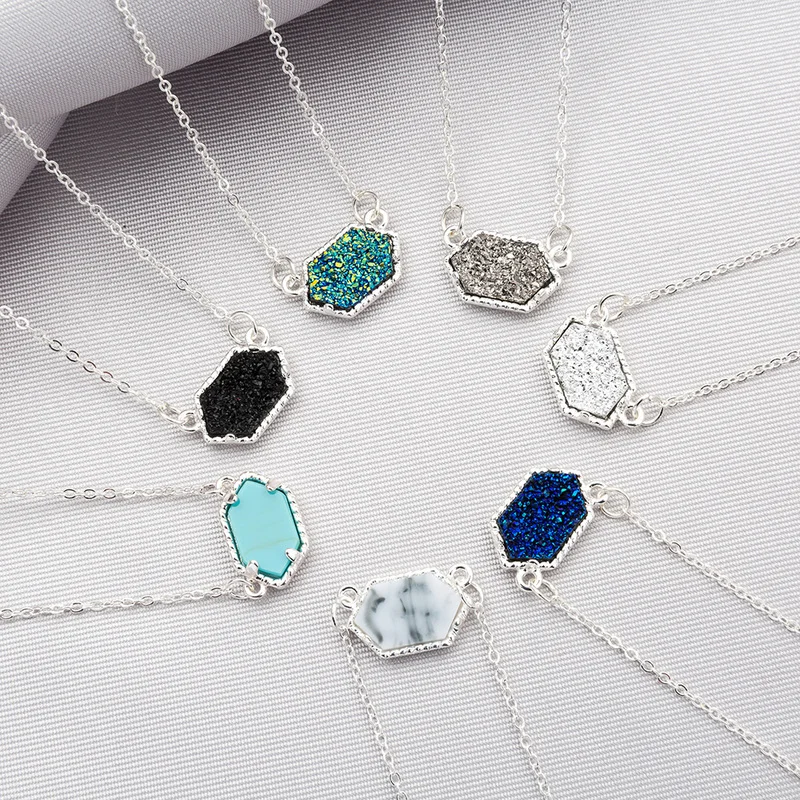 Ожерелье Друза Drusy 14 цветов модное овальное ожерелье из искусственного камня
