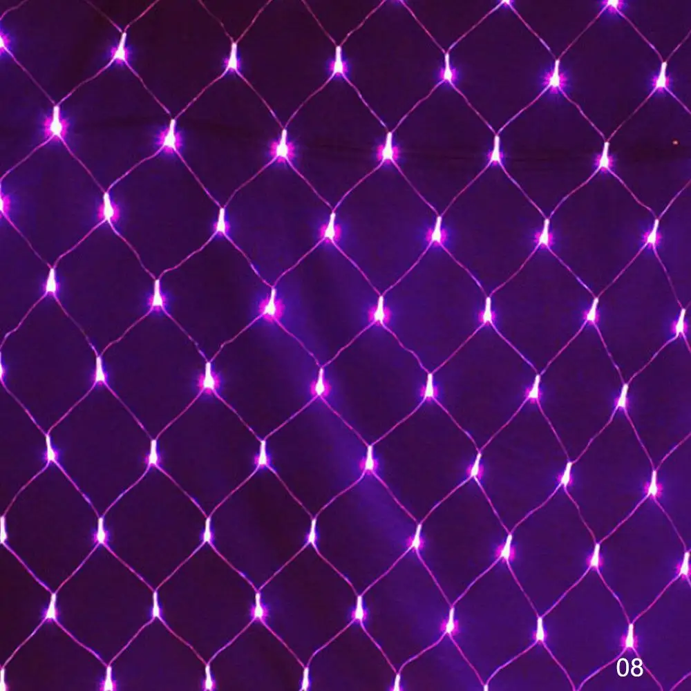 Purple 1,5x1,5 м 3x2 м светодиодный сетчатый Сказочный светильник, гирлянда, оконная занавеска, Рождественский Сказочный светильник, светильник для свадьбы, вечеринки, праздника - Испускаемый цвет: Purple