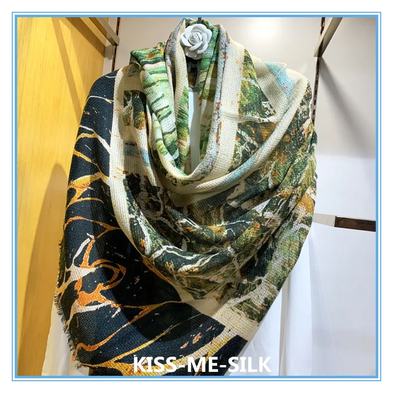

KMS Latest New Classic Marbling ultra-fine pure cashmere scarf shawl long scarf shawl for Girls Women 100*200CM/100G