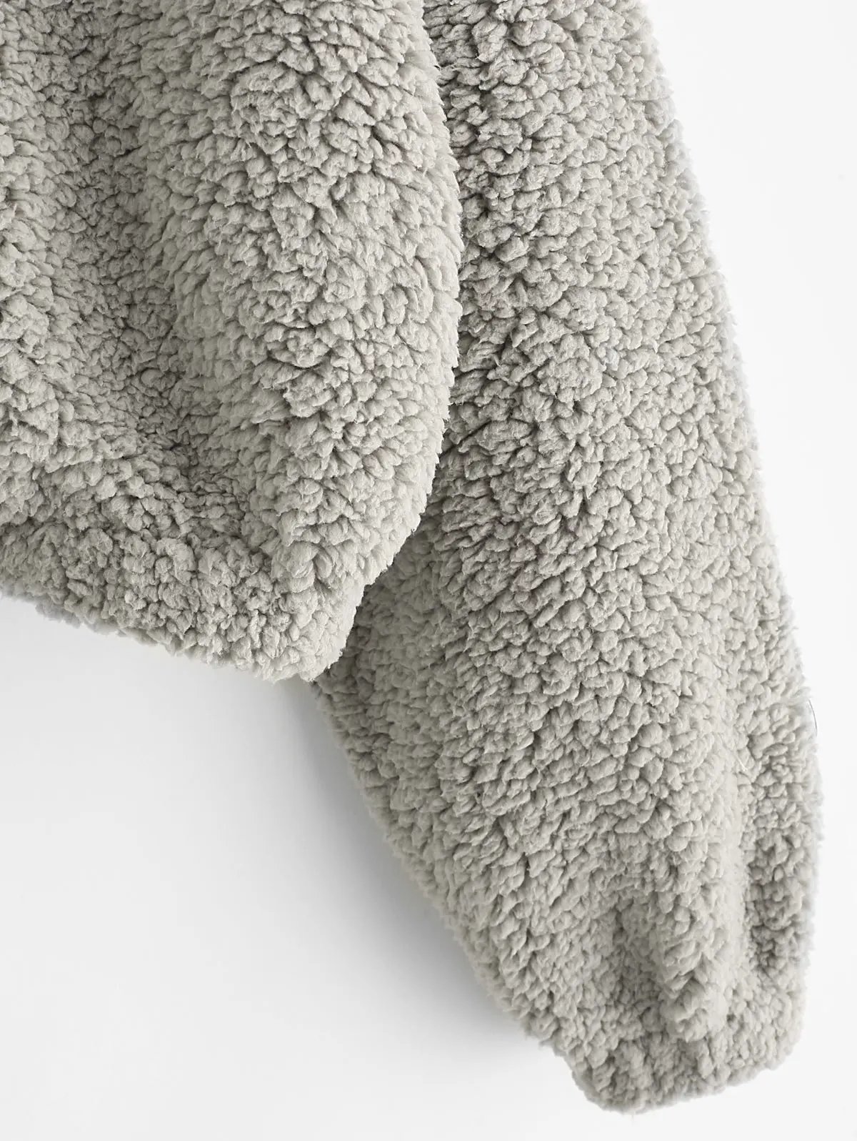 discounted ZAFUL Drop Shoulder Zip Up Teddy Coat Women Zipper Faux Fur Coat Stand-Up Collar Long Sleeve Fleece