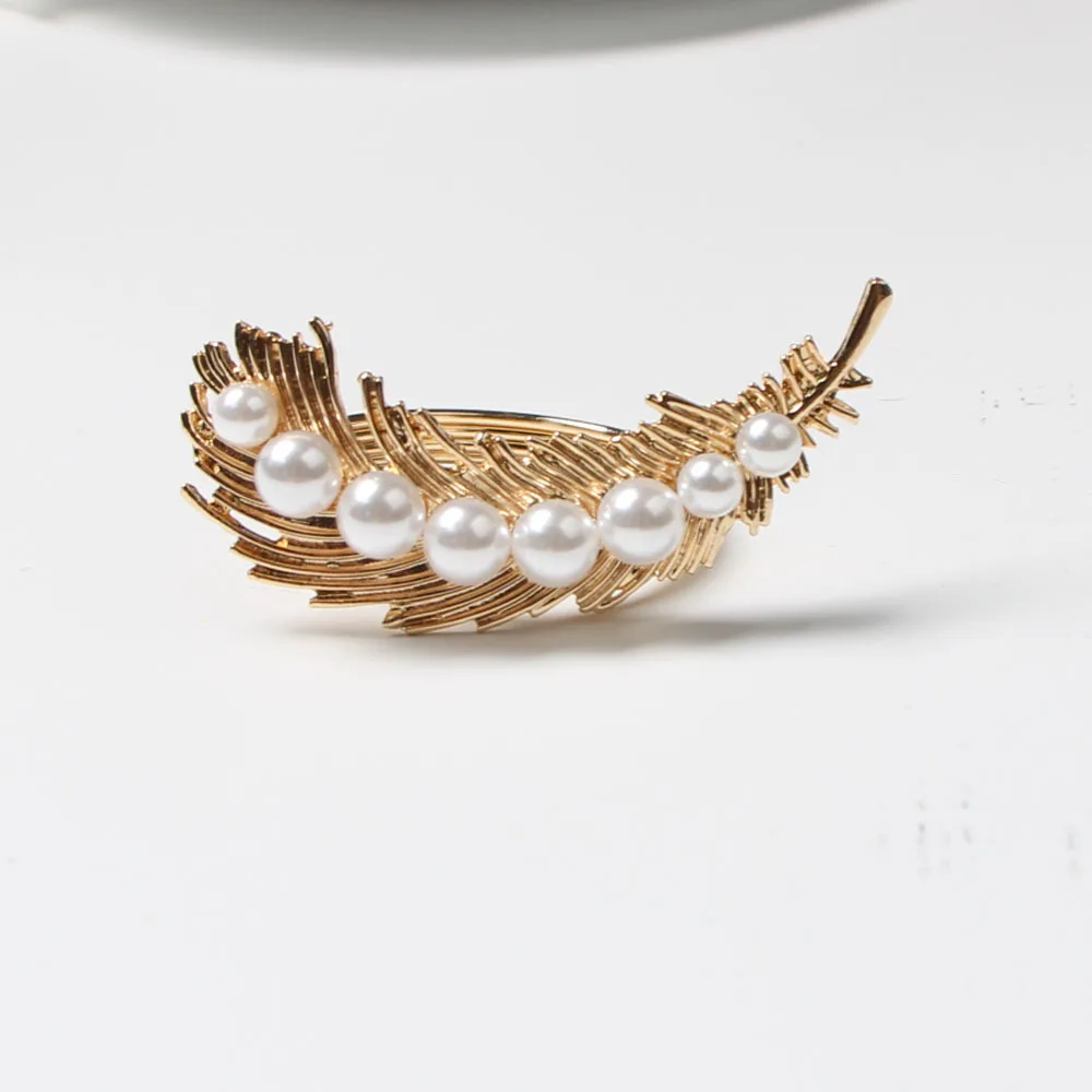 

10pcs Pearl pea plant napkin buckle metal feather napkin ring hotel napkin ring