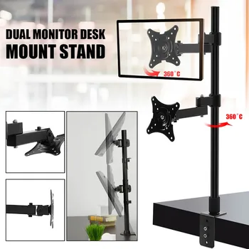 

Desktop Dual Computer Monitor Mount Stand Vertical Array for Two Screens Bracket Fit for 14-24 Inch TV Mount Bracket Clamp