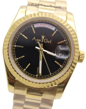 

Classic New Mens Daydate Yellow Gold Watch Automatic Mechanical Stainless Steel Wristwatch Sports Day date Gents Watches
