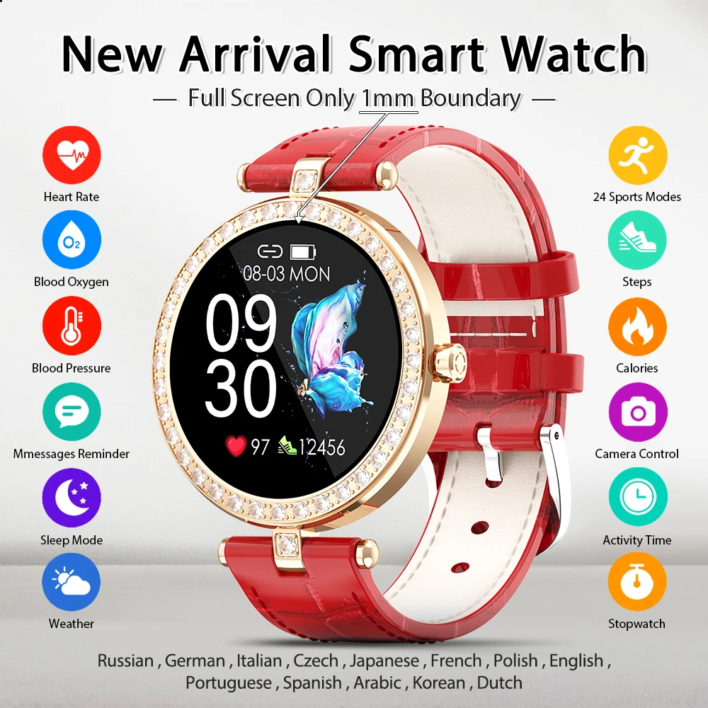 Custom dial Women Smart Watch 2021 full screen Weather Forecast Activity Tracker Sports Ladies Smart Watch Men For Android IOS